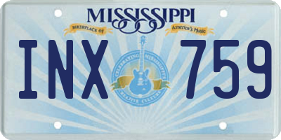 MS license plate INX759