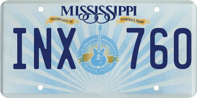 MS license plate INX760