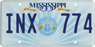 MS license plate INX774