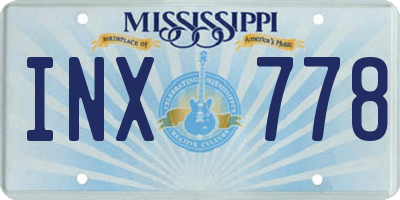 MS license plate INX778