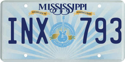 MS license plate INX793