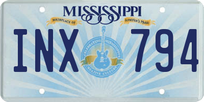 MS license plate INX794