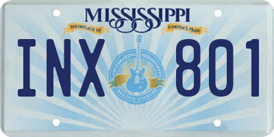 MS license plate INX801