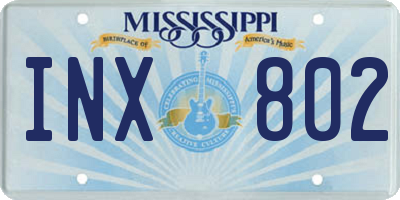 MS license plate INX802