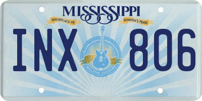 MS license plate INX806