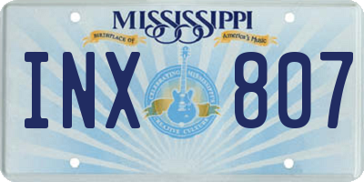 MS license plate INX807