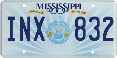 MS license plate INX832