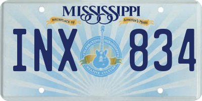 MS license plate INX834