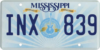 MS license plate INX839