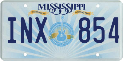 MS license plate INX854