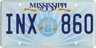 MS license plate INX860