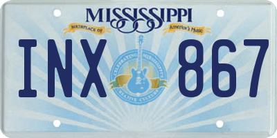 MS license plate INX867