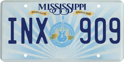 MS license plate INX909