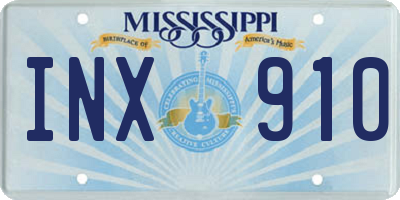 MS license plate INX910
