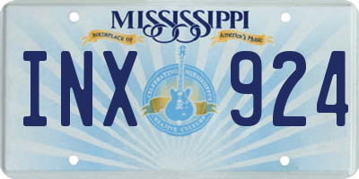 MS license plate INX924