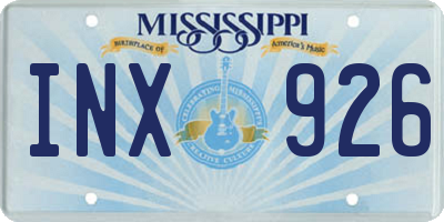 MS license plate INX926