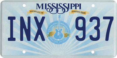 MS license plate INX937