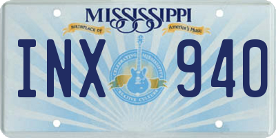 MS license plate INX940