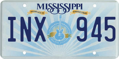 MS license plate INX945