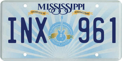 MS license plate INX961