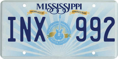 MS license plate INX992