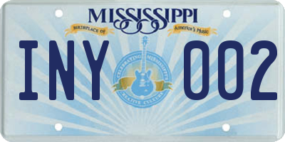 MS license plate INY002