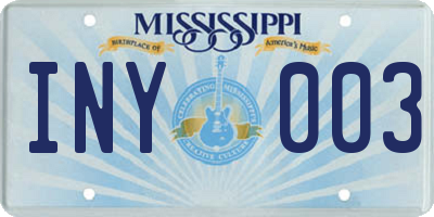 MS license plate INY003