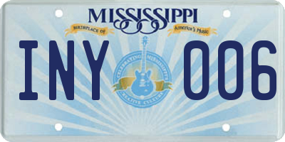MS license plate INY006