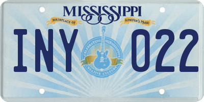 MS license plate INY022