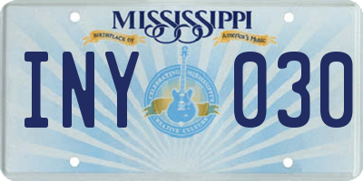 MS license plate INY030