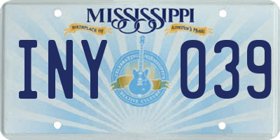 MS license plate INY039