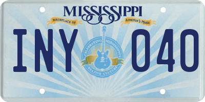 MS license plate INY040