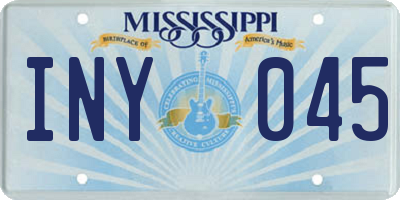 MS license plate INY045