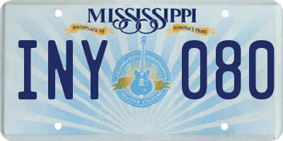 MS license plate INY080