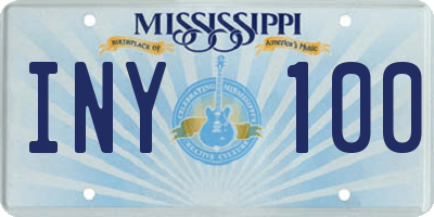 MS license plate INY100