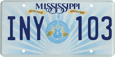 MS license plate INY103