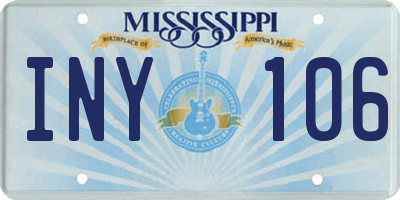 MS license plate INY106
