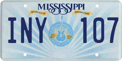 MS license plate INY107