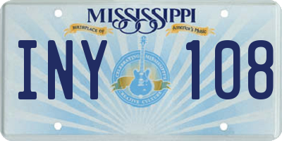MS license plate INY108