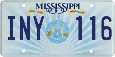MS license plate INY116