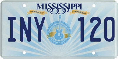 MS license plate INY120