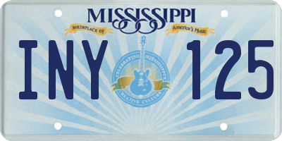 MS license plate INY125