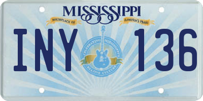 MS license plate INY136