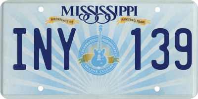 MS license plate INY139