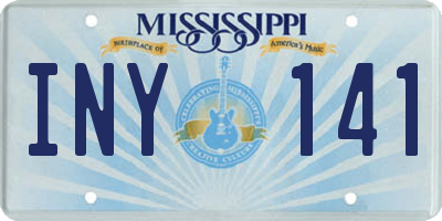 MS license plate INY141