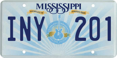 MS license plate INY201