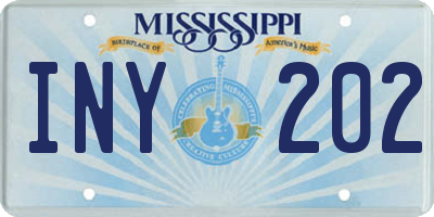 MS license plate INY202