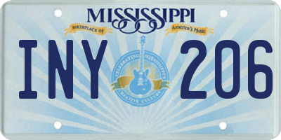 MS license plate INY206