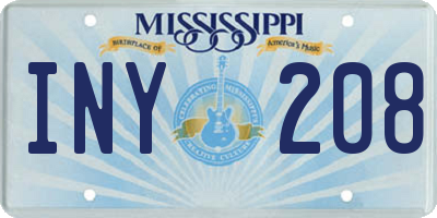 MS license plate INY208