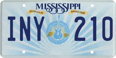 MS license plate INY210